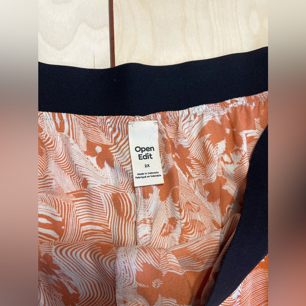 Open Edit Elastic Waist Orange and White Floral Shorts Size 2X Nordstrom - Picture 4 of 5